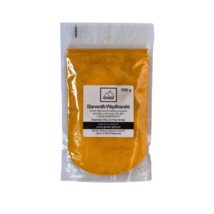 Barwnik wędkarski Górek – Żółty 100g – intensywny dodatek barwiący do zanęt